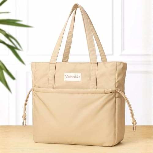 MotherLike Diaper Tote Bag for Mothers for Travel | Shoulder Side Diaper Baby Bag for Mom Travel with Insulated Bottle Holders | Water-Resistant Maternity Diaper Bag for Baby & Mom | 14 Litre (HL33)