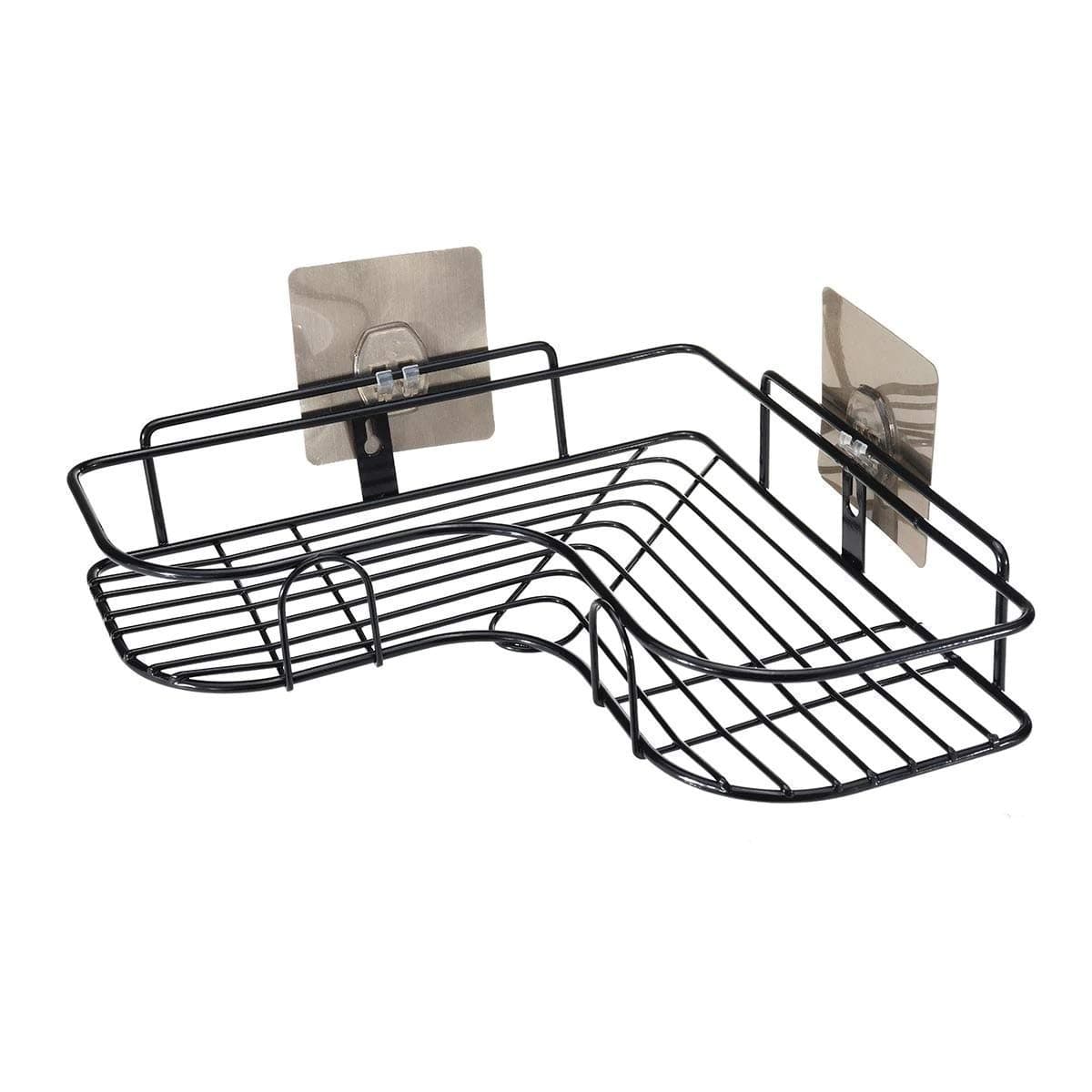 DPISZONE SelfAdhesive Metal Bathroom Corner Rack Storage Shelves Bathroom Storage Rack Corner Bathroom Corner Shelf Organizer Storage Bathroom ShelfShelves Corner Black 1Pc