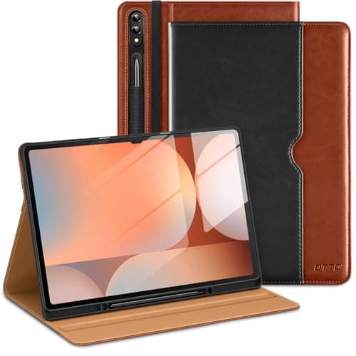 DTTO for Samsung Galaxy Tab S10 Ultra / S9 Ultra / S8 Ultra Case 2024/2023/2022, Premium Leather Business Folio Stand Cover with S Pen Holder for 14.6 Inch Tablet, Auto Wake/Sleep, Black Brown