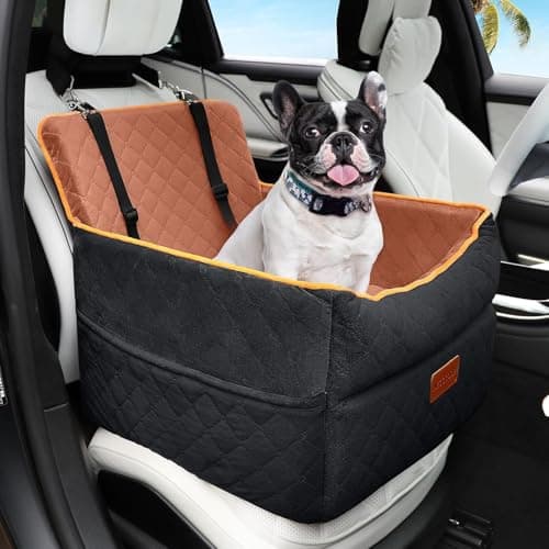 HEGGCOOE Small Dog Car Seat Memory Foam Dog Booster Seats with Thick Cushion for Medium Dogs Under 35lbs Detachable Washable Pet Car Seat Travel Bed with Storage Pockets2 Safety Belts