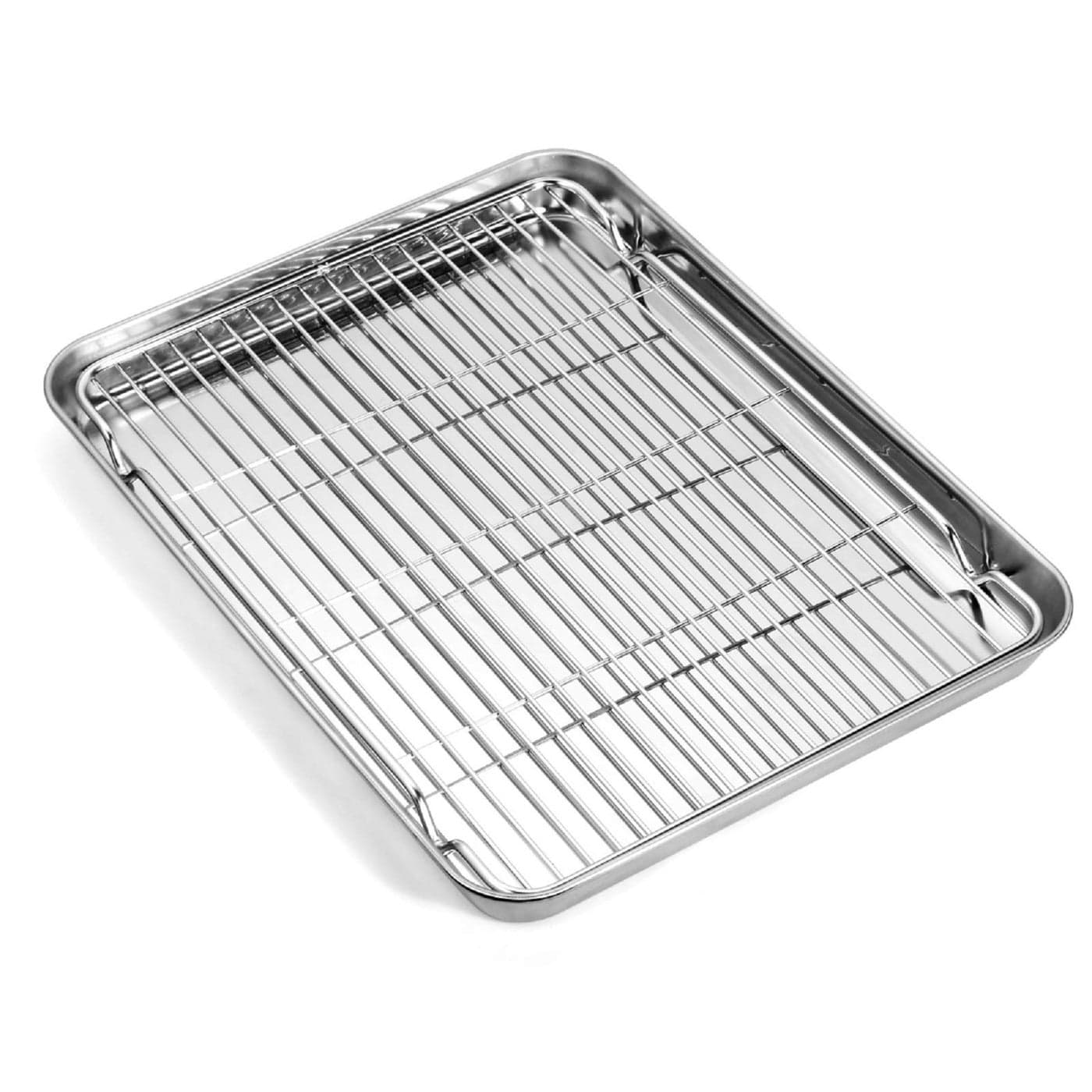 Baking Sheet with Wire Rack Set 1 Baking Pan 1 Cooling Rack 16 x 12 x 1 Inch Stainless Steel Cookie Sheet Pan Toaster Oven Tray with Rack Nonstick Dishwasher Safe