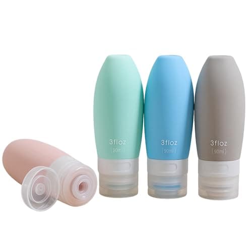 Hian Travel Bottles Kit for Toiletries – Leak-Proof, Refillable & Squeezable Silicone Containers Set (Multicolor, Pack of 4) – Perfect Toiletry Organizer for Shampoo, Lotion & Cream
