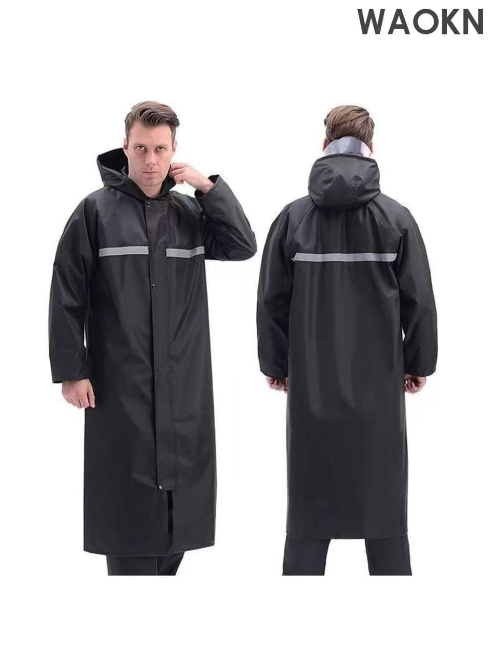 Rain Suit Jacket Raincoat ,Hooded Rain Poncho ,Lightweight Emergency Jacket Rainwear for Men and Women Outdoor All-Sport Waterproof Breathable Anti-storm,Featuring a reflective strip design,a full body protective raincoat,black,WEIGHT(60-70KG).