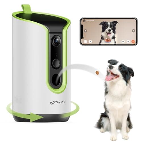 TKENPRO 5MP Ultra HD Pet Camera - Dog Camera with Treat Dispenser, Remote Treat Tossing via Phone App, 360° Auto Tracking & Motion Alerts, 5G&2.4G WiFi for Cats Indoor