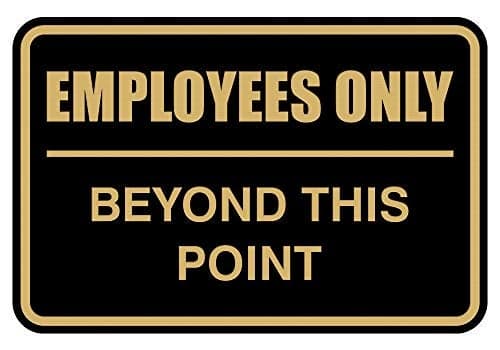 All Quality Classic Framed Employees Only Beyond This Point Wall or Door Sign | Easy to Install Business Signage - Medium (Black-Gold) 1 Pack