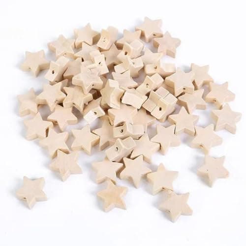 100 Pcs Star Shape Natural Wood Beads Unfinished Wooden Loose Spacer Beads with Hole for Craft Jewelry Making Unfinished Wood Woodcrafts