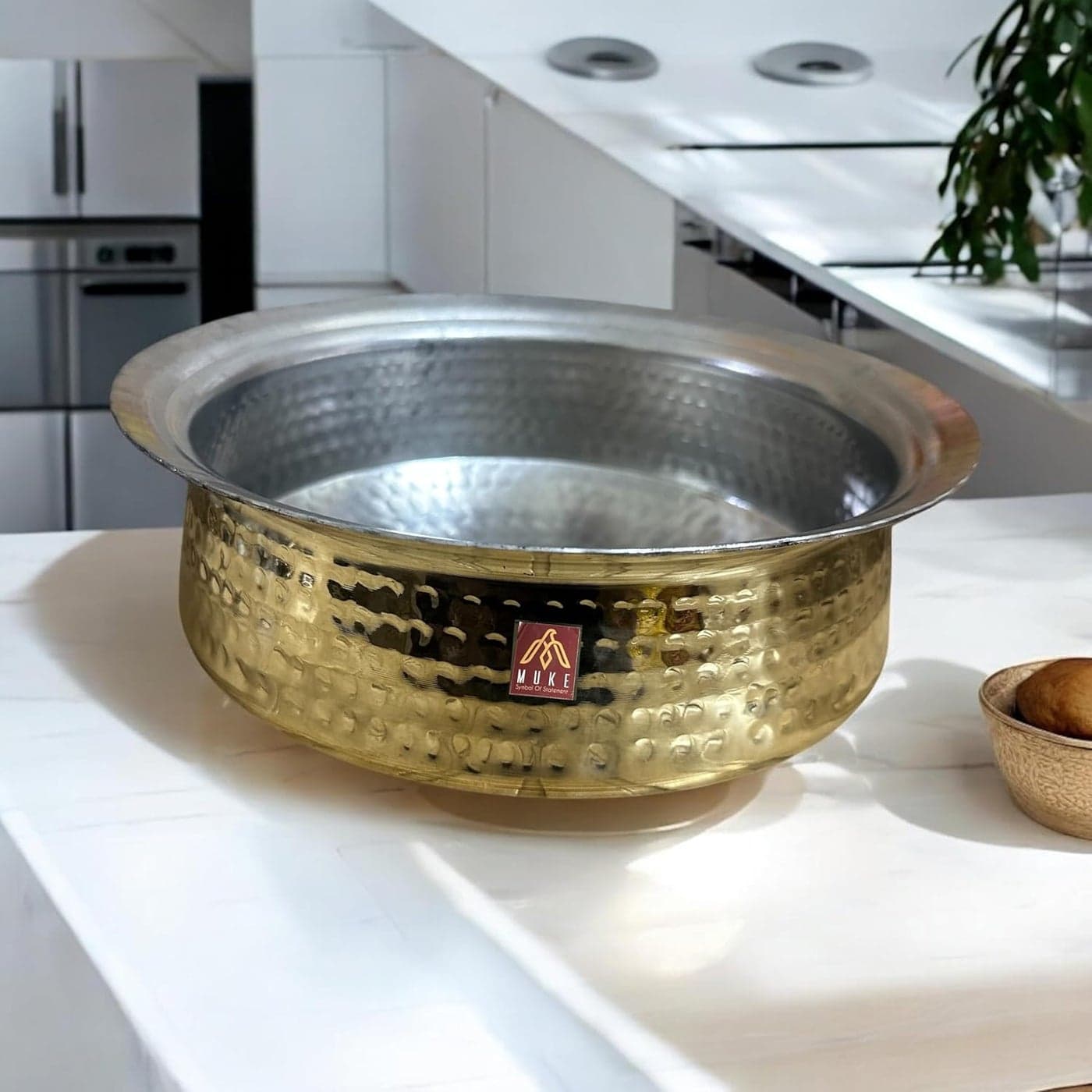 Muke Brass Lagan Handi 100% Pure Hammered – Traditional Handcrafted Cookware for Biryani & Slow Cooking Strong & Durable (5 Liter)