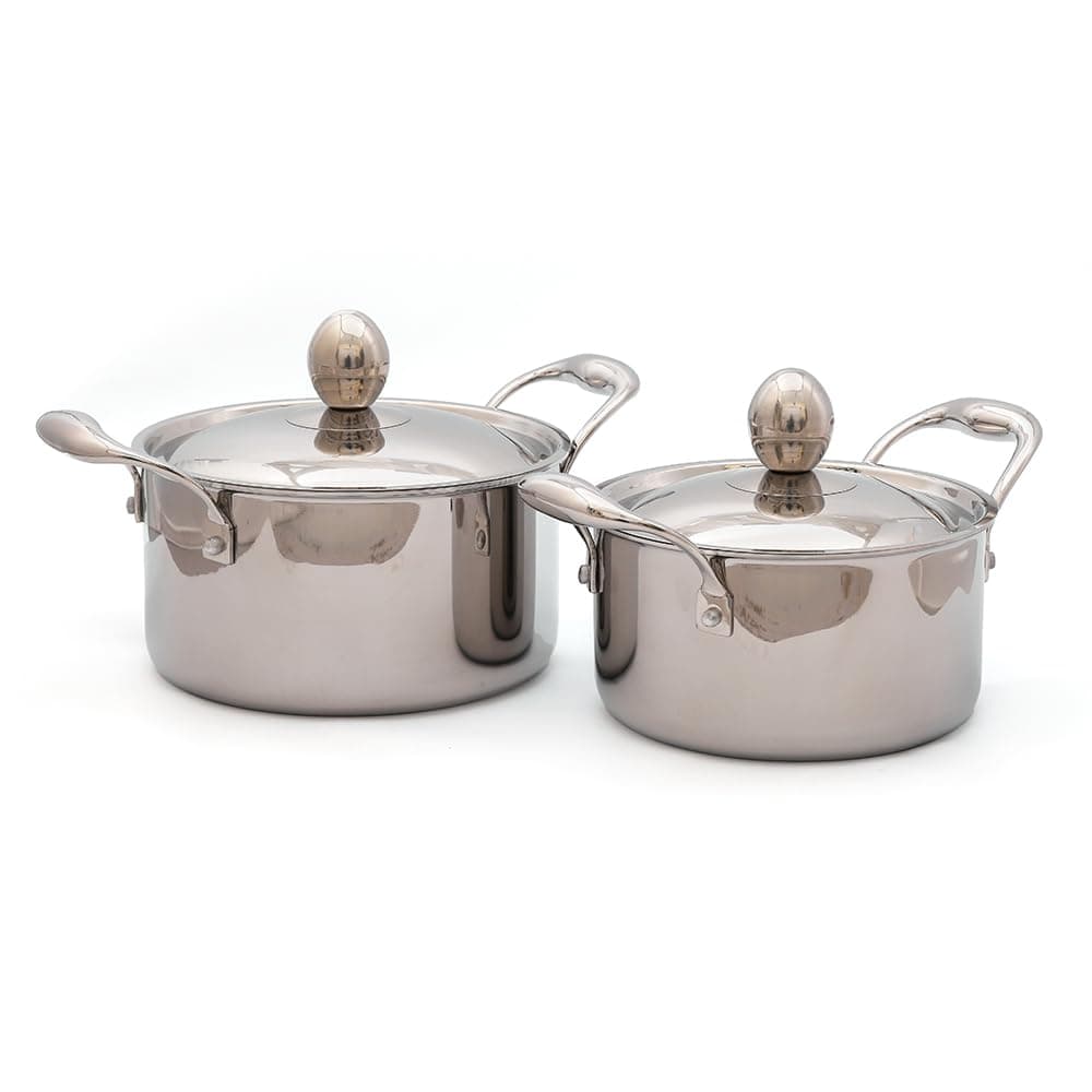 Coconut Triply Cookpot Stainless Steel Saucepot with Stainless Steel Lid 45 litres Capacity with Riveted Handles Induction and Gas Stove Friendly Easy Grip Handle