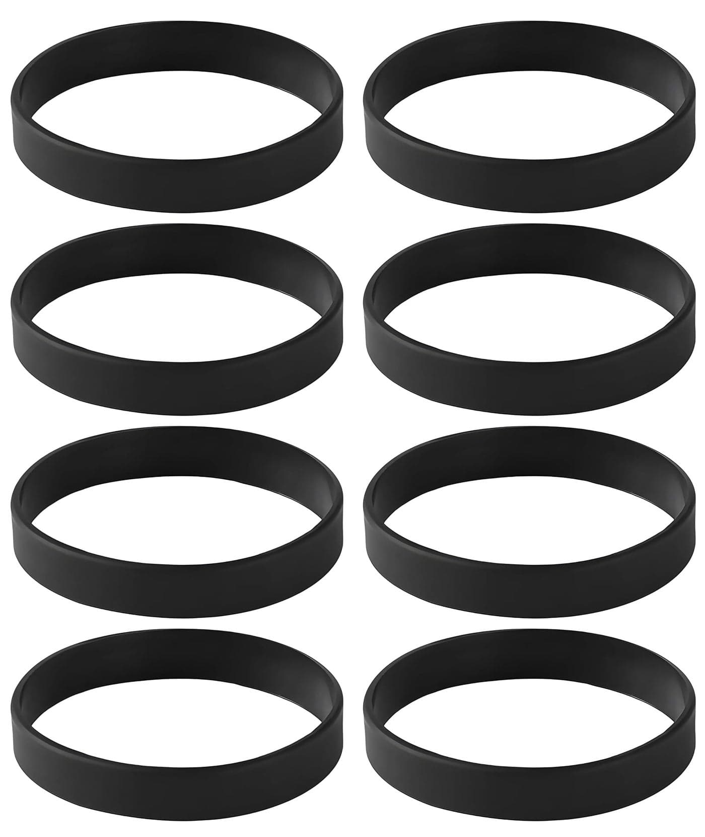 8 Pack Black Band for Men Wrist, Silicone Wrist Band for Men, Hand Bands for Men, Black Bracelet for Men, Event Souvenirs, Promotional Giveaways, 202mm Circumference, 12mm Wide, 2mm Thick