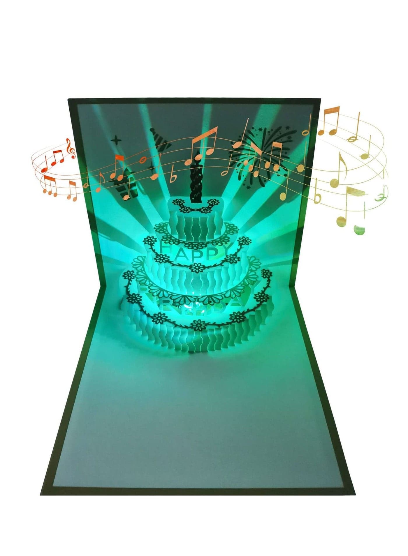 3D Changeable Colors Light Music Birthday Cards Pop up Warming LED Colourful Musical Birthday Cake Happy Birthday Card Greeting Cards Postcards for Mom Wife Sister Boy Girl and Friends 1 Pack