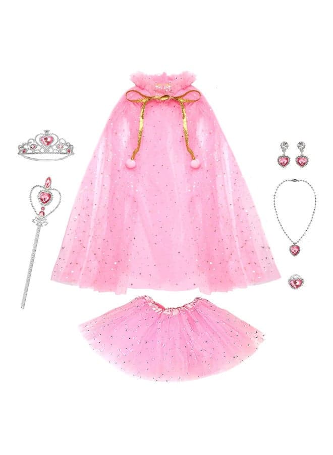 BesJonie Princess Dresses for Girls,Princess Dress Up Clothes Cape Skirt Toys for 3 4 5 6 Year Old Girl Birthday Gift Ideas (Pink)