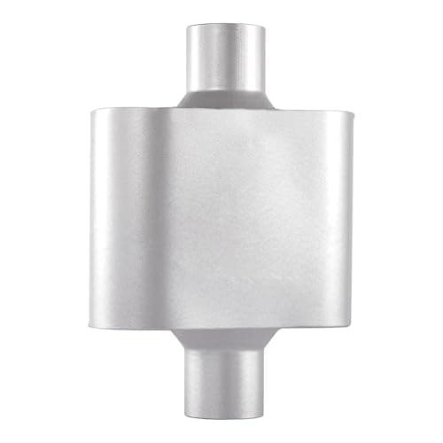 Floshine Universal Mufflers, Performance Automotive Exhaust Muffler, Single Chamber center in/center out, silver (2.25")