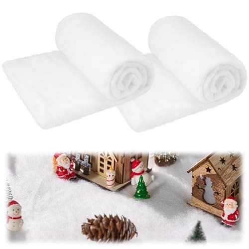 JOYIN Christmas Snow Blanket Roll for Christmas Decoration, Village Displays, Under The Xmas Tree - Thick White Soft Fake Snow Cover for Holiday Decor and Winter Displays (15In x 10Ft, 2PCS)
