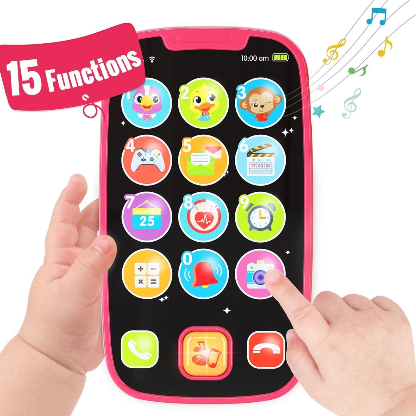 Toys for 1 Year Old Boy Toys, 15 Functions Phone for Baby 6-12 Months, Baby Cell Phone 12-18 Months, Learning Toys for Toddlers 1-3, Easter Basket Stuffers - Cyan