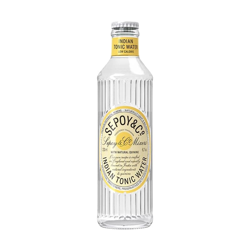 SEPOY & CO. Indian Tonic Water, Classic Gin & Tonic Cocktail Mixer, Low Cal, Less Sugar, 100% Natural Ingredients, Sparkling, Pack of 12 X 200ml