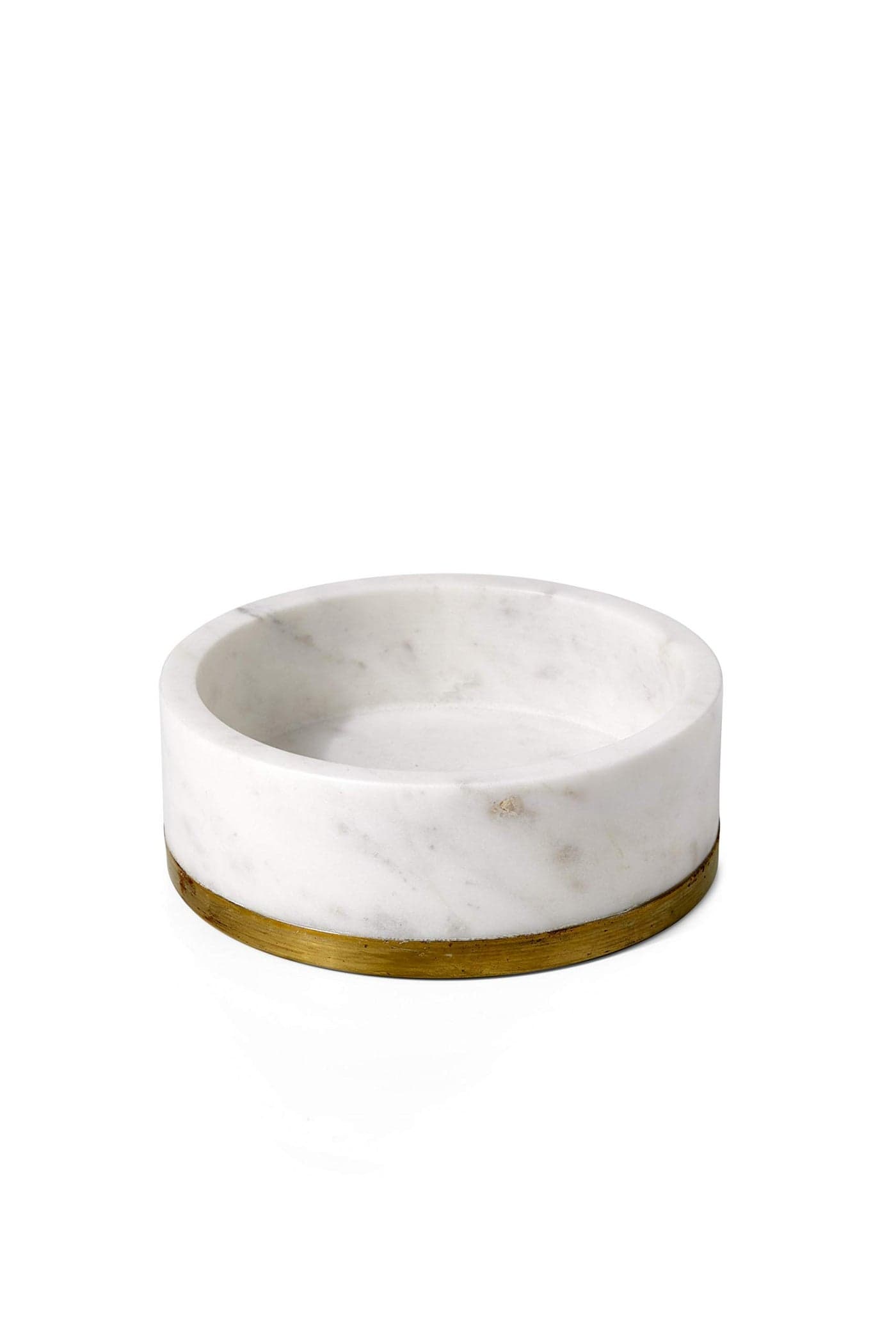 Serene Spaces White Marble Bowl with Brass Ring Decorative MultiPurpose Centerpiece and Fruit Bowl Medium Size 2 Tall x 6 Diameter