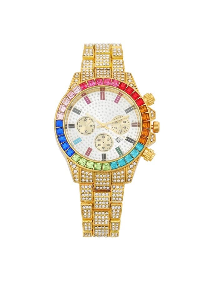 Fashion Colored Diamond Calendar With Diamond Inlaid Women's Watch