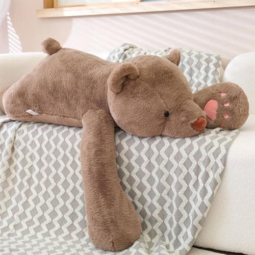 SNOWOLF Weighted Bear Stuffed Animals 236 Brown Bear Plush Throw Pillow Super Cute Kawaii Plushie Toys Gifts for Boys Girls Adults 60cm Brown