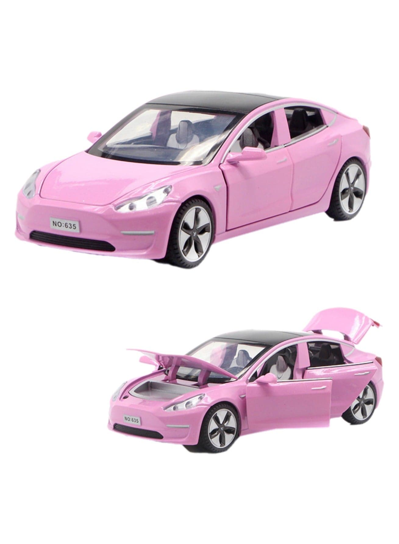 1/32 Tesla Electric Car Model MODEL3 Alloy Model Light Sound Effect Pull Back Car (pink)