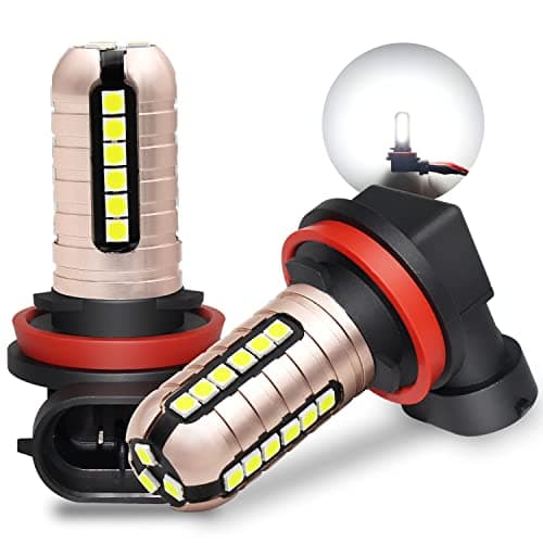 PHINLION H11 LED Fog Light Bulbs, Super Bright 3030 27-SMD H8 H16 LED Bulb Replacement for DRL or Fog Lights, 6000K Xenon White, Pack of 2