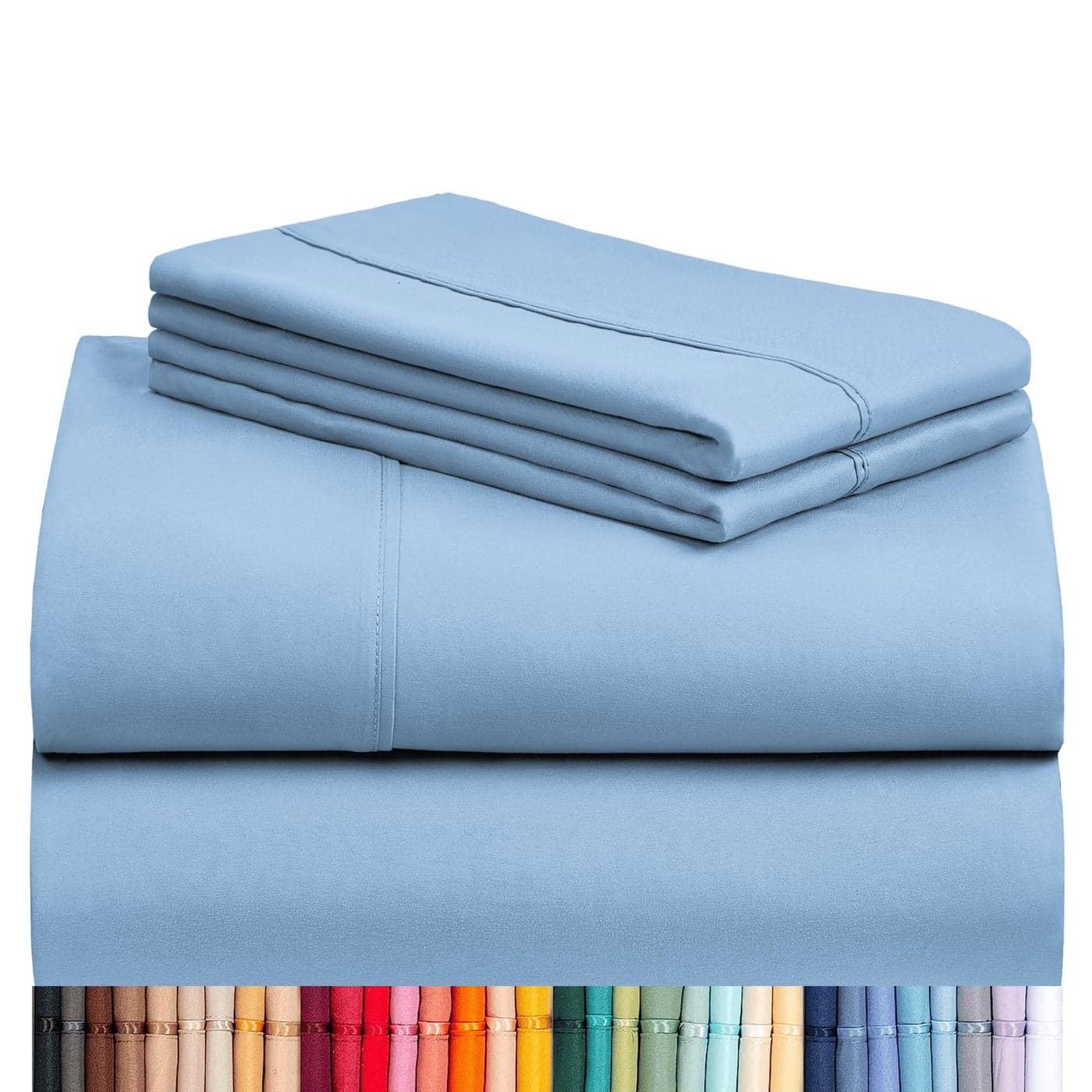 LuxClub 4 PC Full Sheet Set Breathable Luxury Bed Sheets Deep Pockets 18 Wrinkle Free Cooling Bed Sheets Machine Washable Hotel Bedding Silky Soft Sky Full