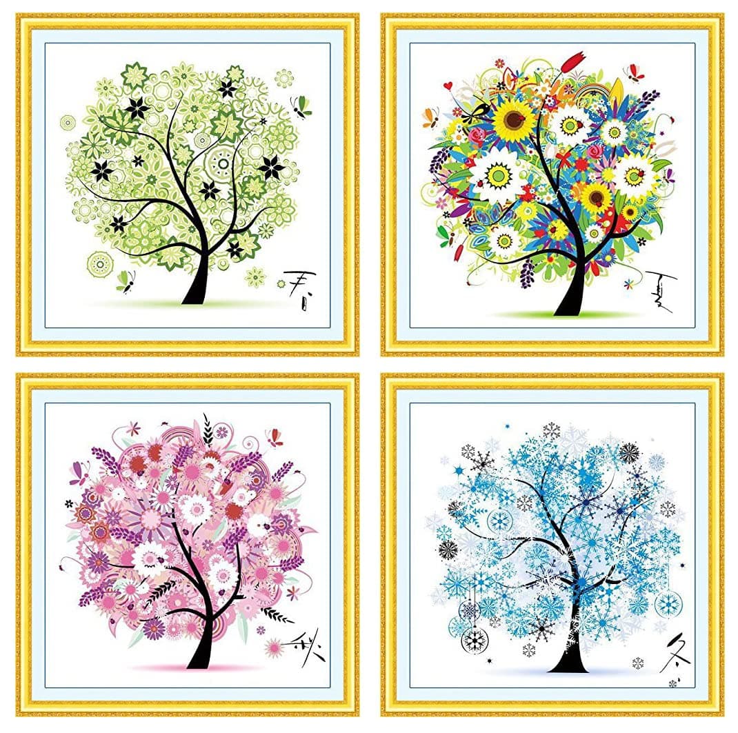 Berry President Counted Cross Stitch Cotton Thread Kits Beautiful Rich Color Flowers Happy Tree - Four Seasons (Four seasons)