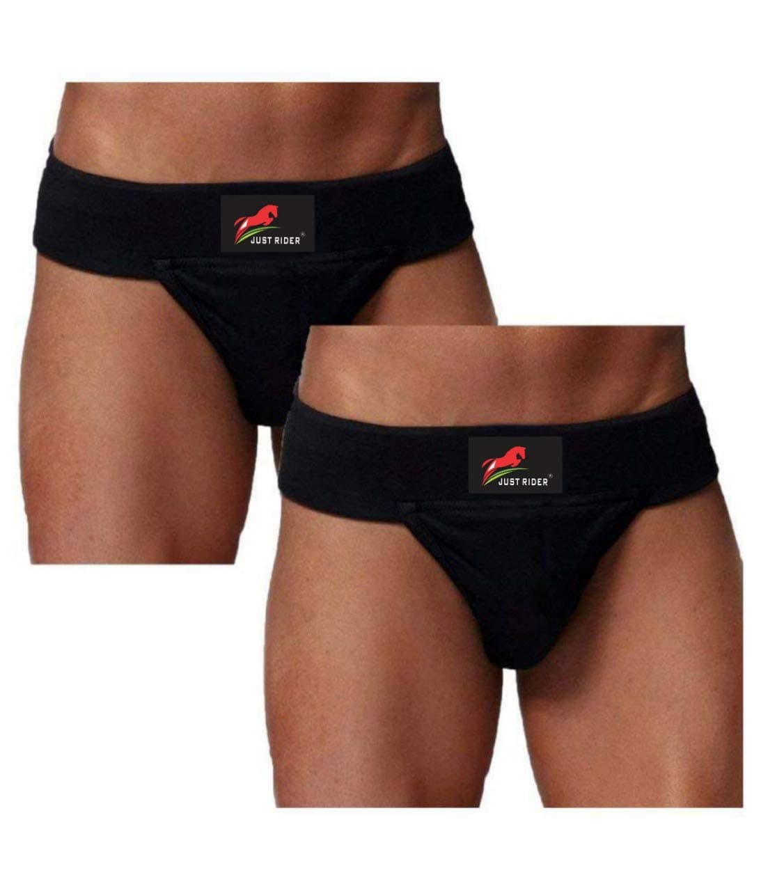 Just Rider Cotton Supporter Jockstrap with Cup Pocket Athletic Fit Brief for Gym and Fitness (Pack of 2) (2, Large)