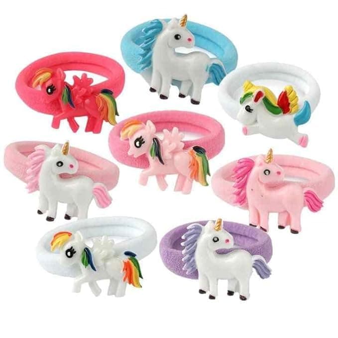 NEOBABY Unicon Designs Elastic Rubber Bands | Hair Ties Ponytail Holders for Baby Kids Girls and Toddlers (Assorted, Pack of 12 Pairs)