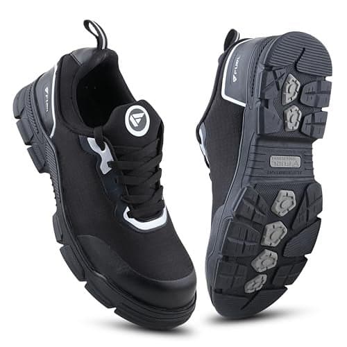 FUEL Reevon-01 Safety Shoes with Fabric Upper, Nitrile Rubber Sole & Non-Metallic 200J Toe Cap (7UK,Black)
