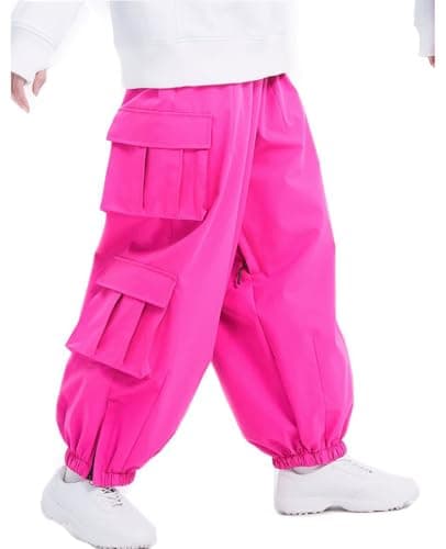 SEARIPE Mens Cargo Ski Pants Waterproof Baggy Pants Women Insulated Snow Pants Snowboarding Pants Winter Outdoor SportsJT0039RoseS