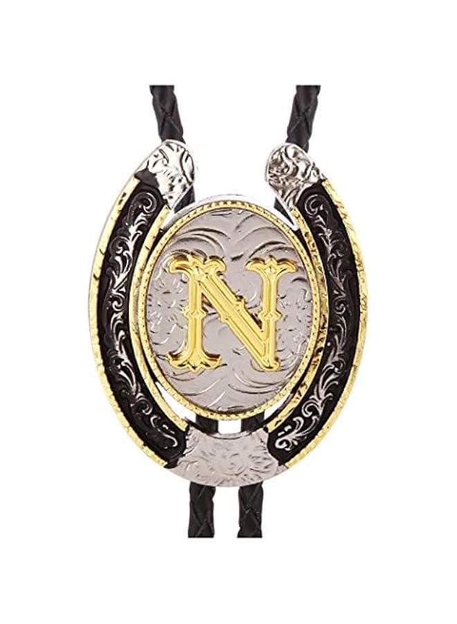 Bolo Tie for Men- Golden Initial Letter ABCDMJR to Z Western Cowboy Bolo Tie for Women