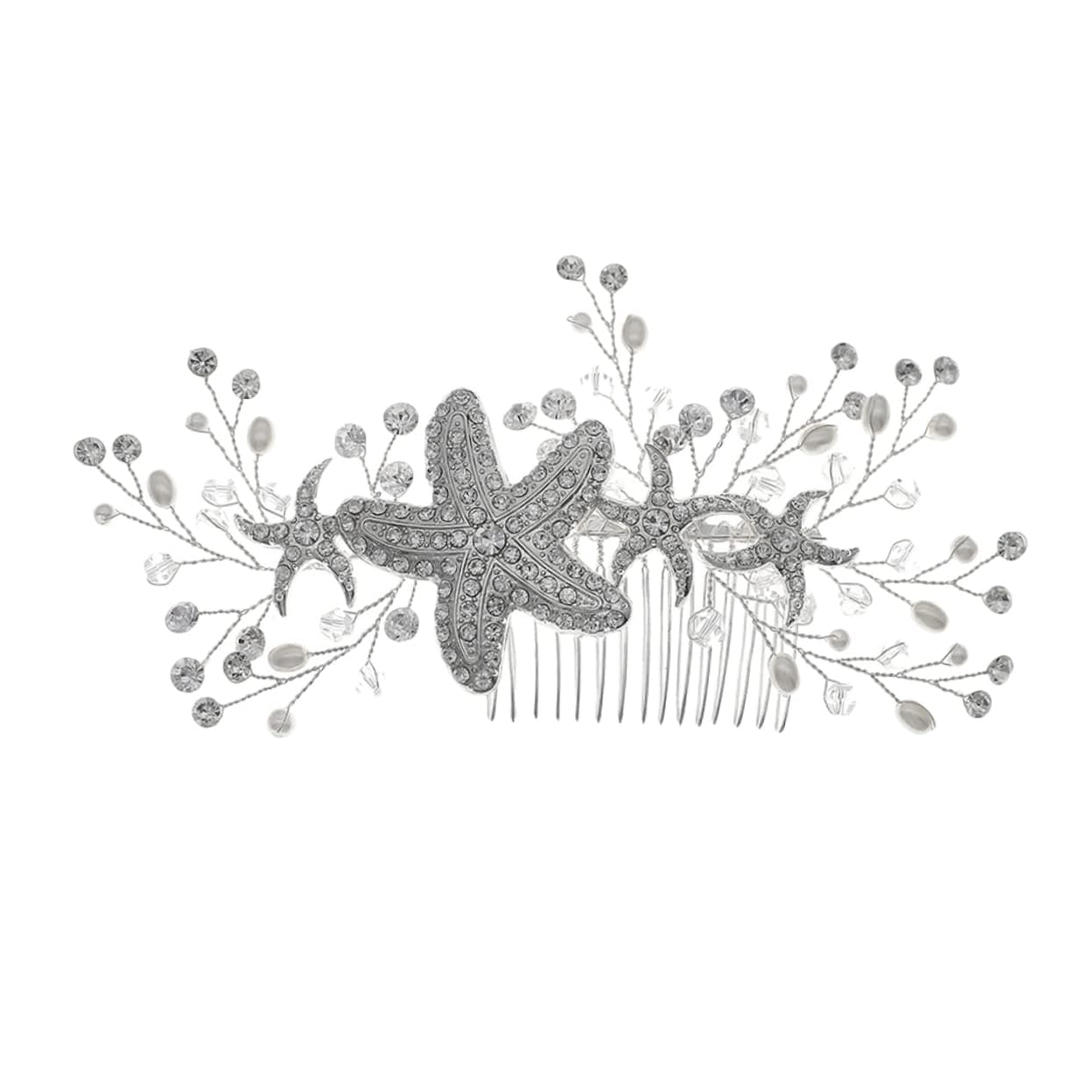 FRCOLOR Starfish Rhinestone Hair Comb with Pearls and Beads Bridal Headpiece for Wedding