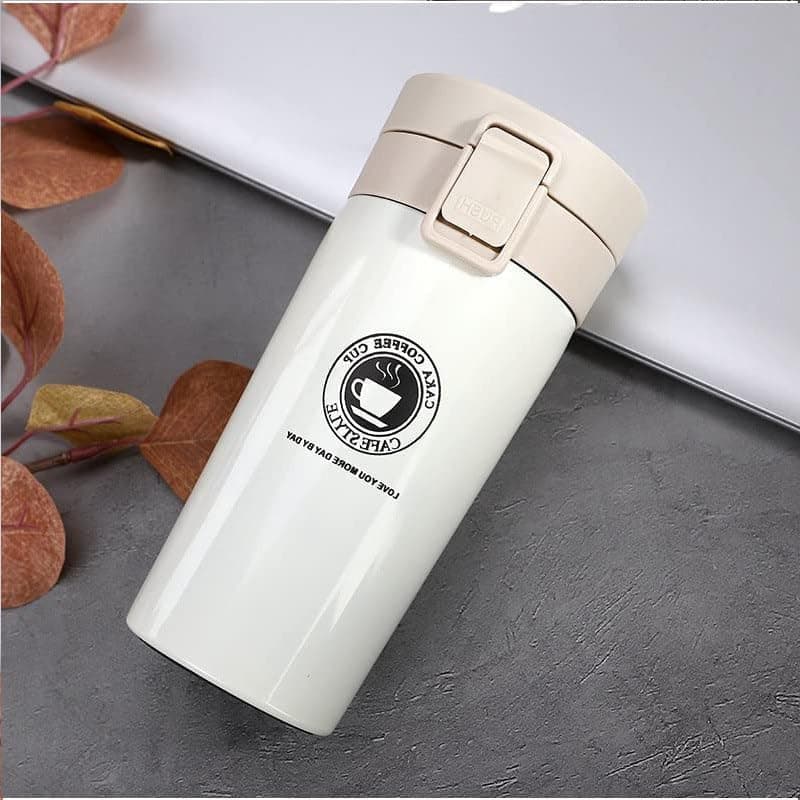 Novo Insulated Coffee Travel Mug, Double Walled Stainless Steel Tumbler, Insulated Cup with Leakproof Lid, Thermal Mug with Non-Slip Protective Grip (White)