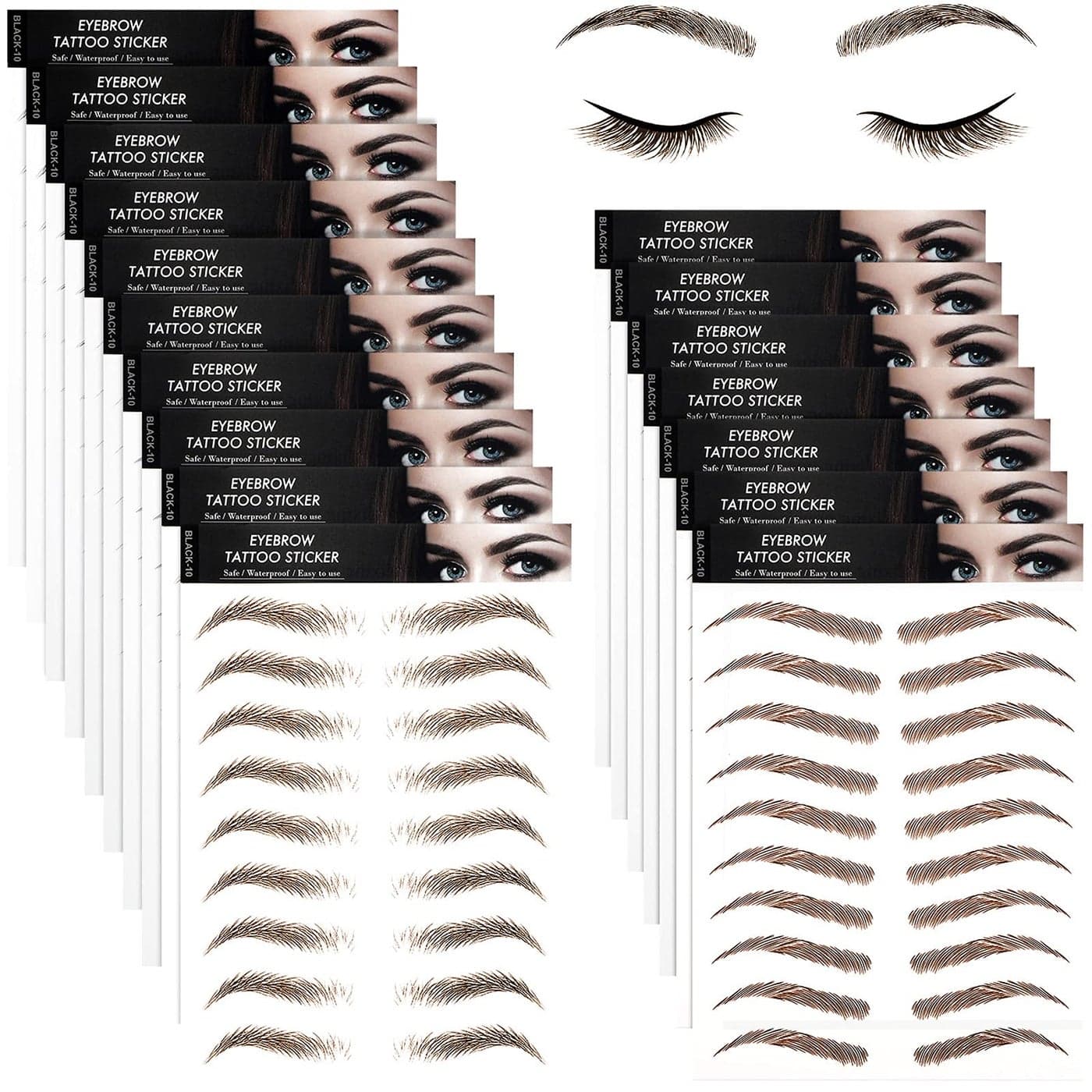 Blulu 9 Sheets Eyebrow Tattoos for Women Waterproof 4D Eyebrow Tattoo Transfers Stickers Grooming Shaping for Women Makeup SuppliesLight Brown