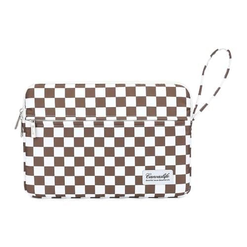 Canvaslife Laptop Sleeve Case Cover with Pocket for MacBook Pro 14 inch and 14 inch-14.4 inch HP, Lenovo, Dell, ASUS, Acer Notebook Computer (Brown Checker)
