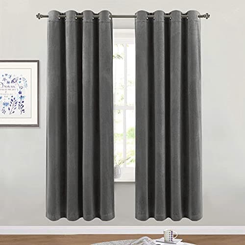 StangH Solid Thick Velvet Curtains Bedroom Moderate Blackout Window Treatment Set Rich Fluff Soundproof DrapesDrapery with Solid Grommet Top for Guest Room W52 by L72inch 2 Panels