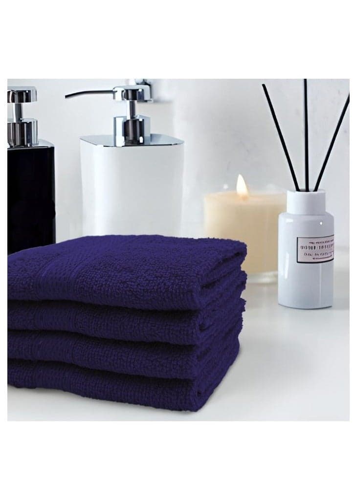 Daffodil(Navy Blue) Premium Face Towel (30x30Cm-Set of 24) Cotton, Highly Absorbent and Quick dry, Hotel and Spa Quality Bath linen with Stripe Diamond Dobby-500Gsm