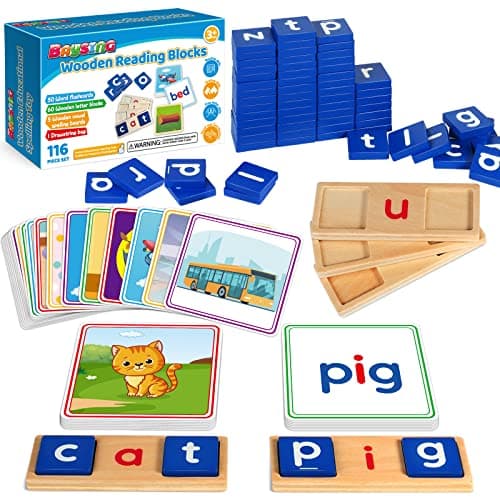 Learning Toys for 3 4 5 Years Old Kids 116Pcs Short Vowel Letters Sorting Spelling Reading Toy Set with DoubleSided Flash Cards Preschool Kindergarten Learning Activities Toy for Boys Girls