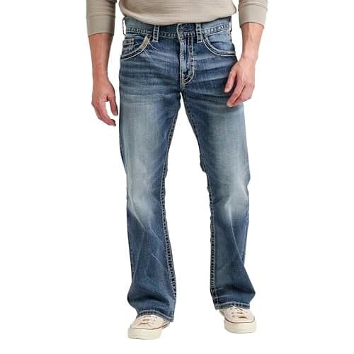 Silver Jeans Co. Men's Zac Relaxed Fit Straight Leg Jeans, Light Indigo, 34W x 30L