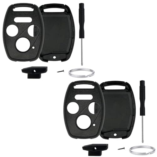WKEDQAF No Key Cutting or Programming Needed Replacement Keyless Entry Key Fob Shell Case Fit for Honda 20062013 Civic EX 20032012 Accord 20092015 Pilot 20052006 CRV 2Black