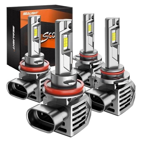 SEALIGHT 9005/HB3 H11/H8/H9 Fog Lamps or DRL 150,000LM 9×Brightness High Power for ATVs & Powersports, 2026 Version, S7S Series Wireless 9005 H11 Fog Lamps Water Proof 10 Years Lifespan- Pack of 4