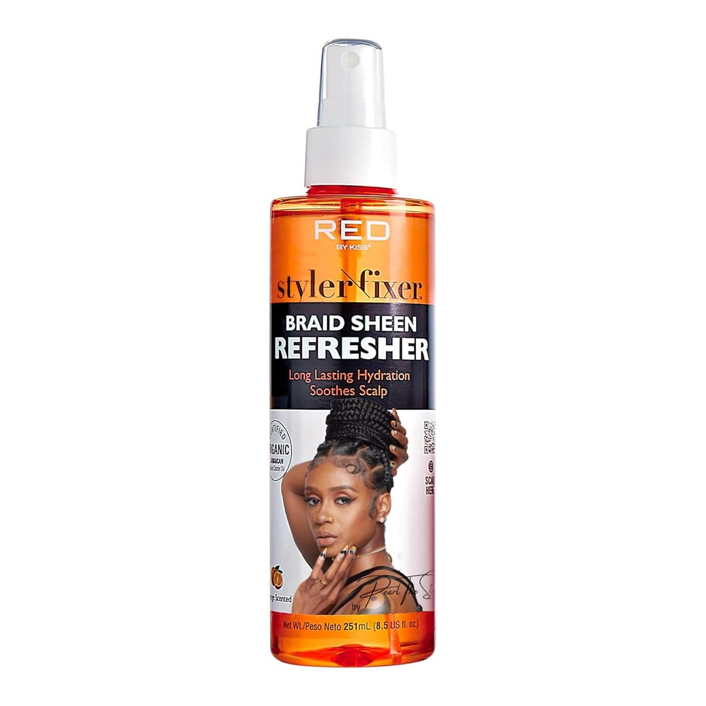 Red by Kiss Braid Sheen Refresher Spray Long Lasting Hydration Refresh Curls BraidHighest Shine Soothes Scalp Nourishes Dry Crips Hair Enriched with Certified Organic Jamaican Black Castor Oil