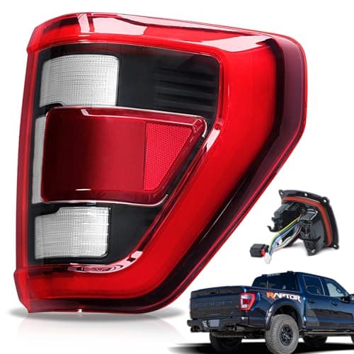 LED Tail Lights Compatible With Ford F150 2021 2022 2023 Raptor With Blind Spot Rear Brake Lamp Signal Assembly (Black Housing Right Passenger Side)