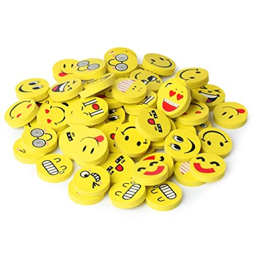Mr Pen Mini Erasers Bulk for Kids 64 Pack 1 Inch Diameter Small Fun Smiley Round Eraser for Classroom Rewards Fillers Goodie Bag Stuffers Party Favors
