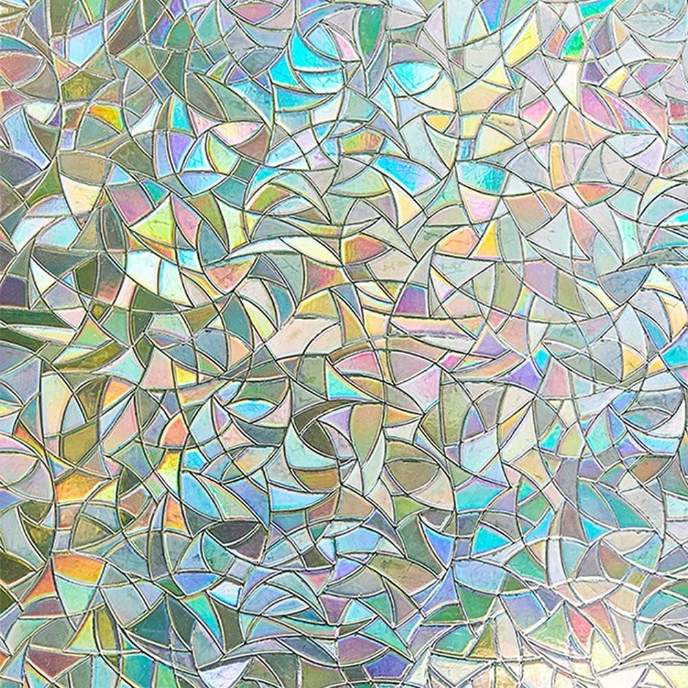 LEMON CLOUD Window Privacy Film Decorative Window Film Stained Glass Window Stickers Rainbow Cling Holographic Window Covering Prism Film No Glue Frosted Half Moon AntiUV236 x 787 Inch