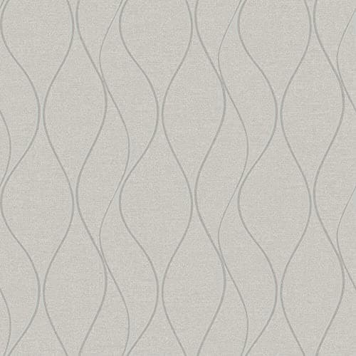 RoomMates RMK11292WP Beige Wave Ogee Peel and Stick Wallpaper