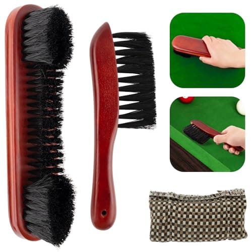 AUEAR, Set of 3 Billiards Pool Table and Rail Brush with Billiard Cue Snooker Cloth Cleaner (Brown Color)