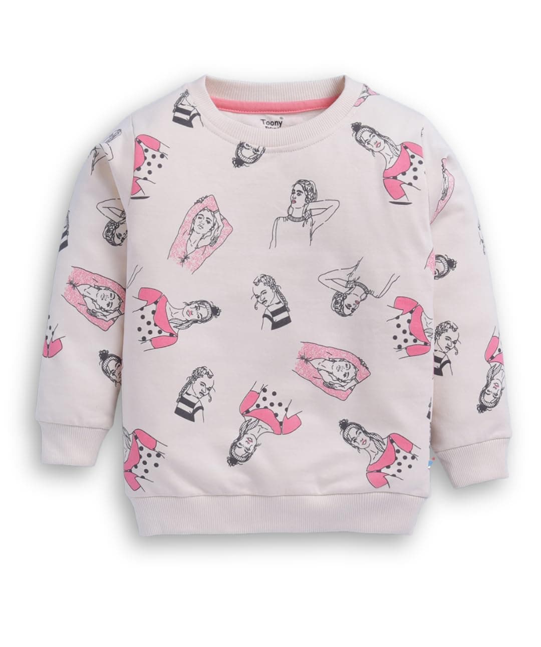 Toonyport Girls Design Winter Sweatshirt (Cream) (3 Years - 4 Years)