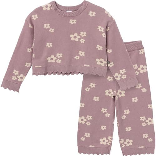 Modern Moments by Gerber Baby Girls Jacquard 2Piece Sweater Set Medium Lilac Cluster Jacquard 18 Months