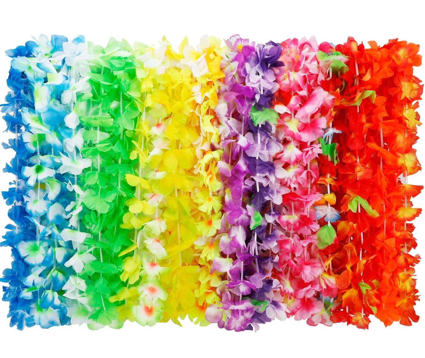50pcs Hawaiian Leis Decorations, Hawaiian Leis Bulk Flower Necklaces Luau Party Decor, Colorful Hula Dance Celebration Tropical Summer Beach Pool Parties, Hawaiian Flower Leis for Party Favors Decor